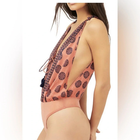 Free People Intimately Soul Of The Sun Bodysuit Boho Brick Combo Size Small - Picture 1 of 8